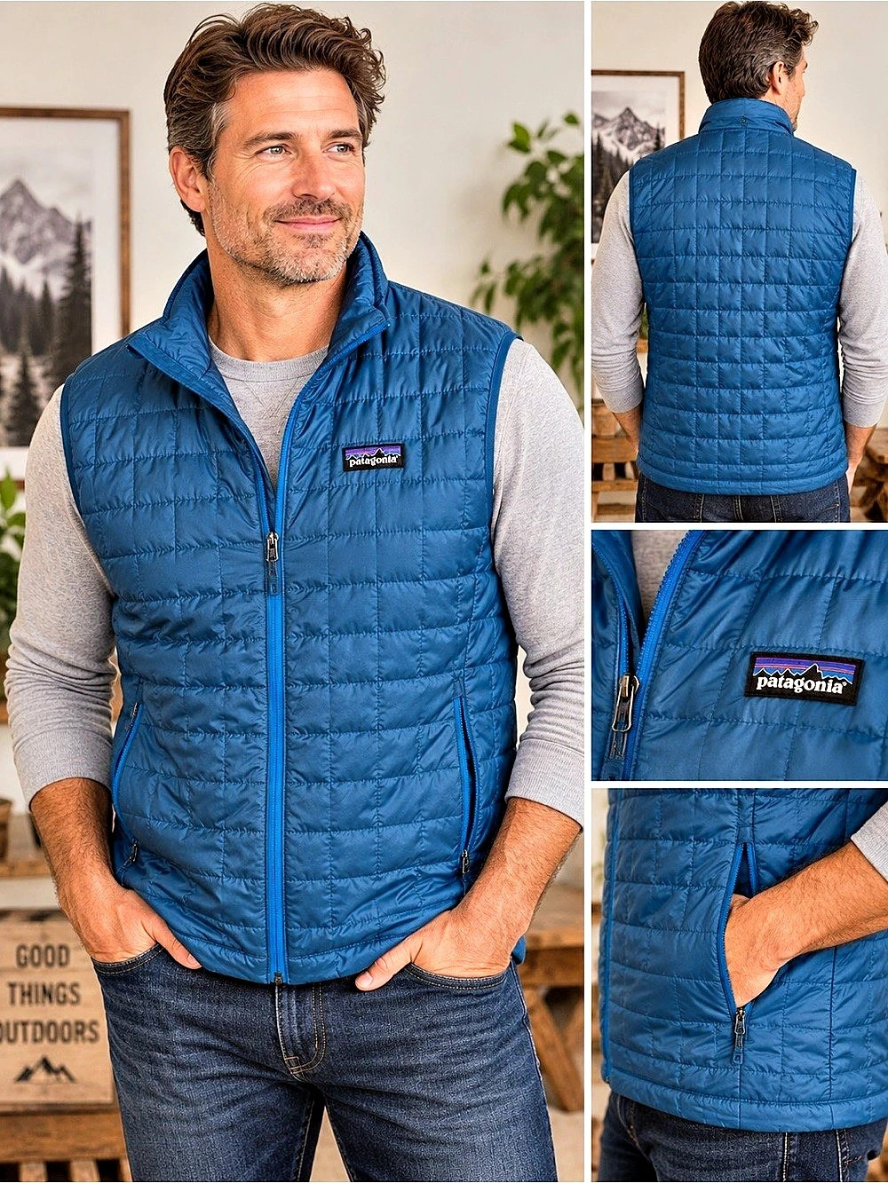 24.5 ptp Patagonia Down Sweater Vest Men's Blue Large Like New